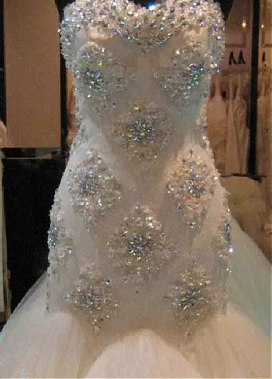 Rhinestones Embellished Mermaid Wedding Dress (#Breshawn)