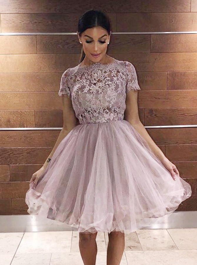 short sleeve homecoming dresses