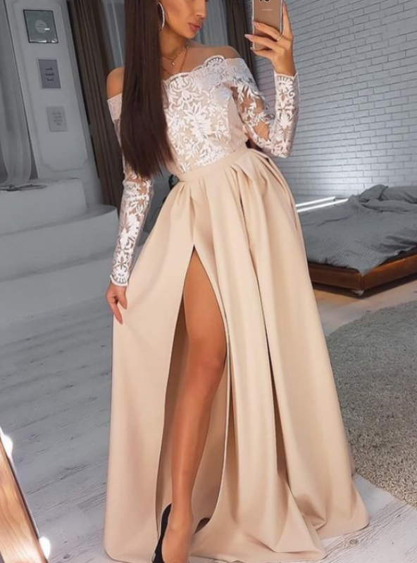 champagne long gown