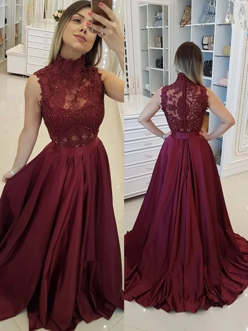 high neck prom dress