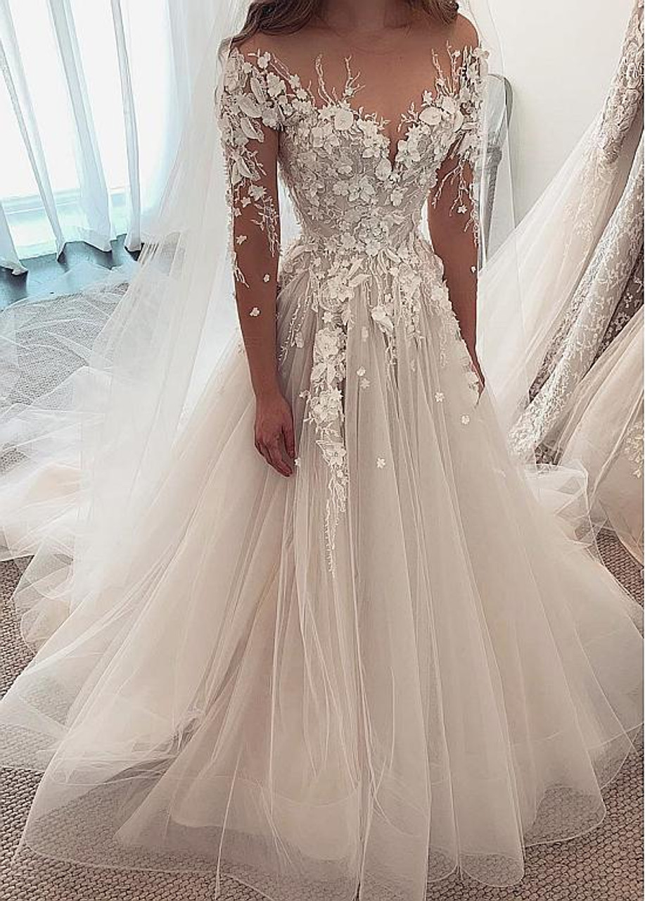 3d flower wedding dress