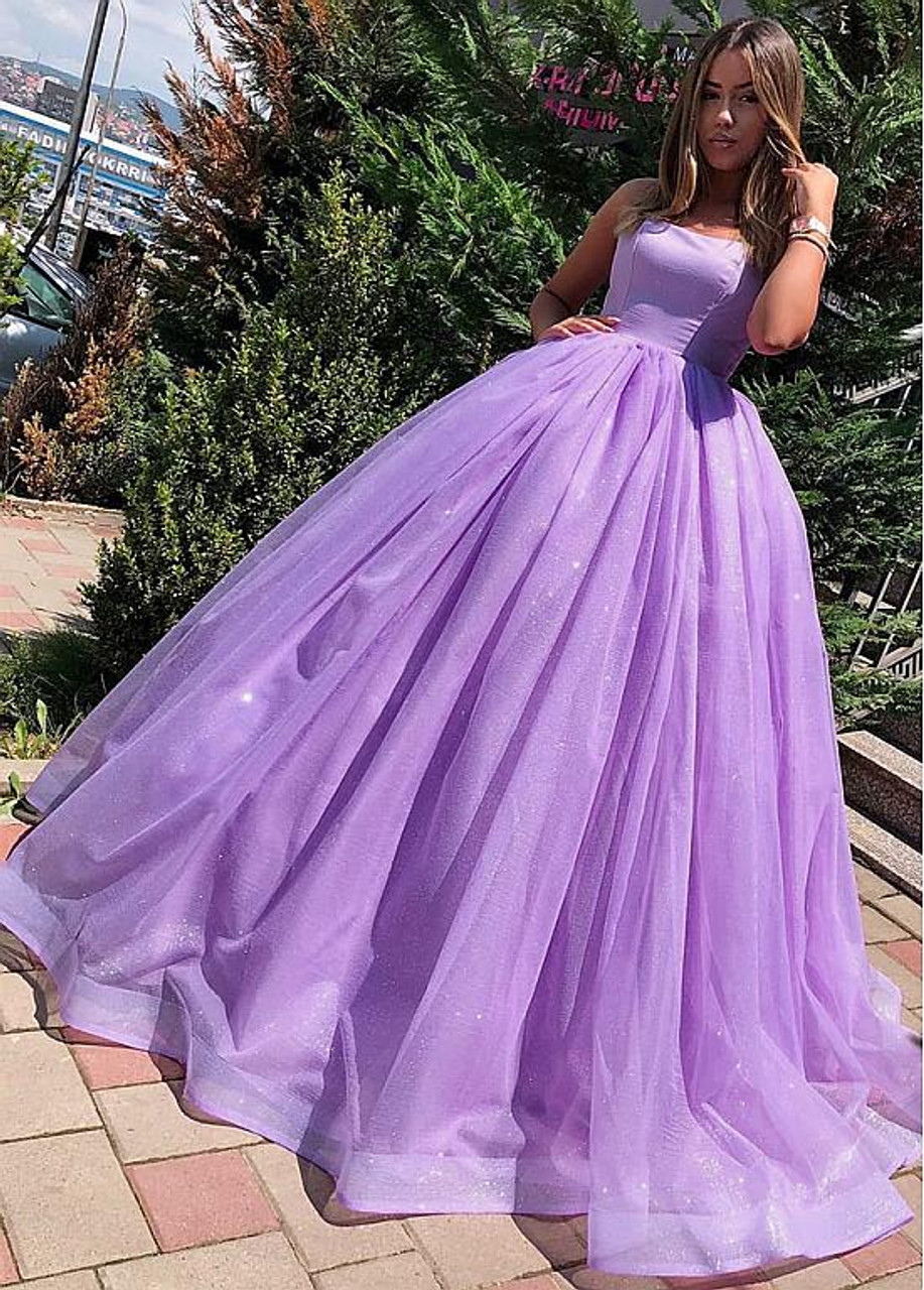 A-line V Neck Sky Blue Lace Prom Dress Lavender Formal Dress TP1167 –  Tirdress