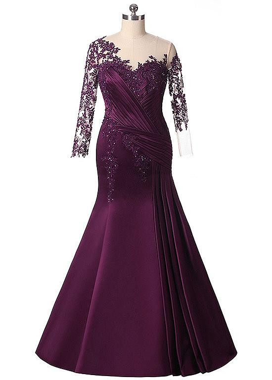 chinese dress ladies Tahiti Mother Of The Bride Dress A-Line Lace Top 3/4 Length Sleeves Chiffon  Mother Of The Bride Dress