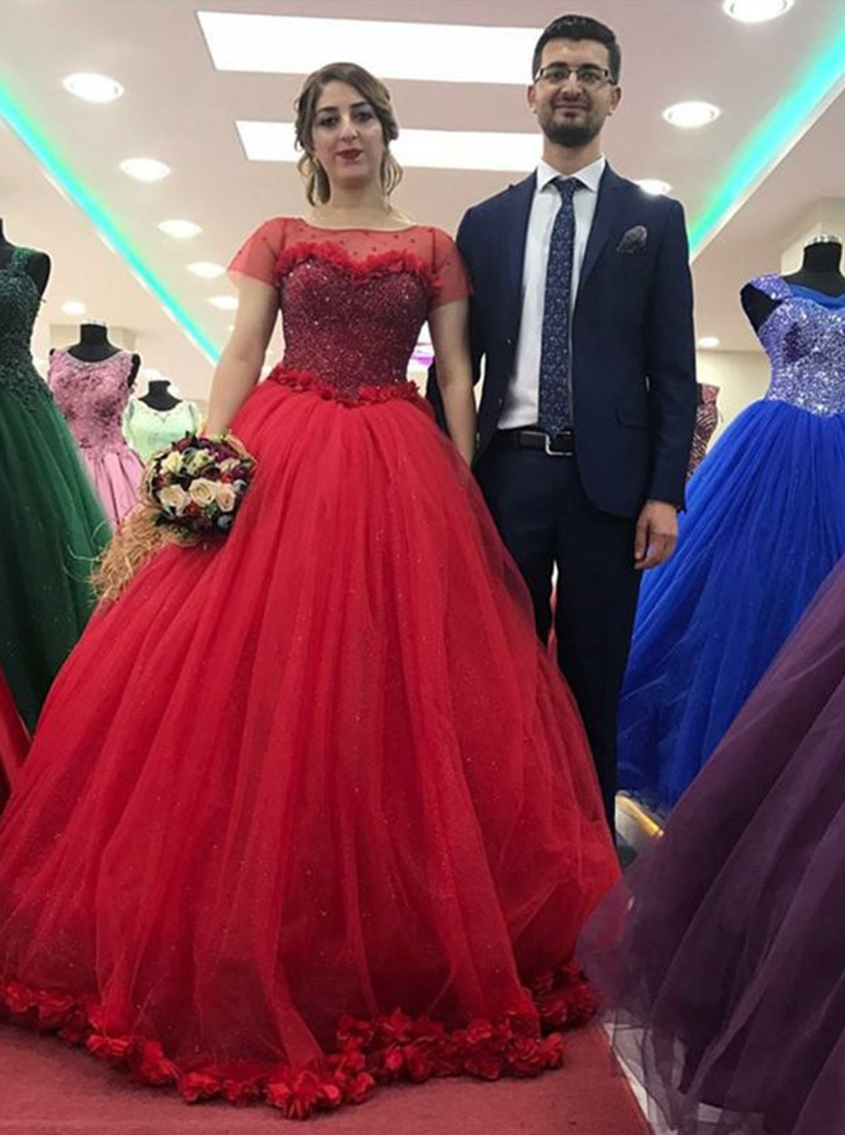 2020 Red Beaded Ball Gown Red Sparkly Prom Dress Plus Size Evening Gresses  For Formal Parties From Lindaxu90, $137.78 | DHgate.Com