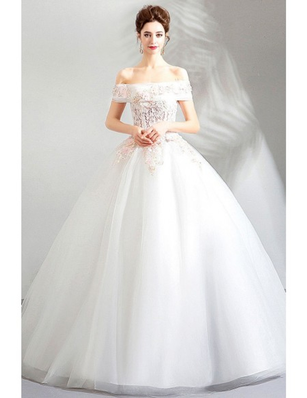 affordable off the shoulder wedding dress