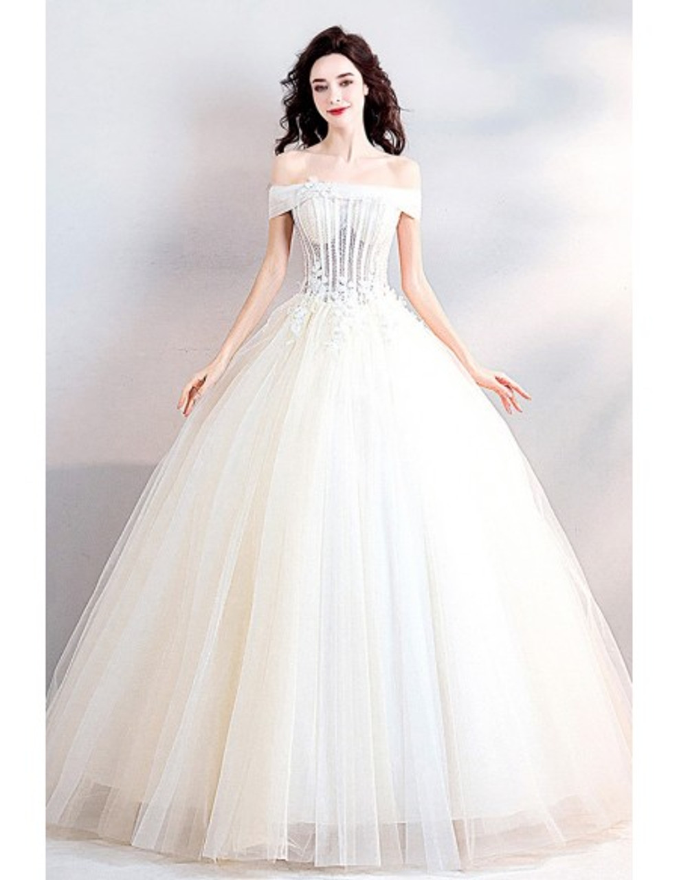 Shop New Arrival 2020 Off The Shoulder Bling Bling Ball Gown