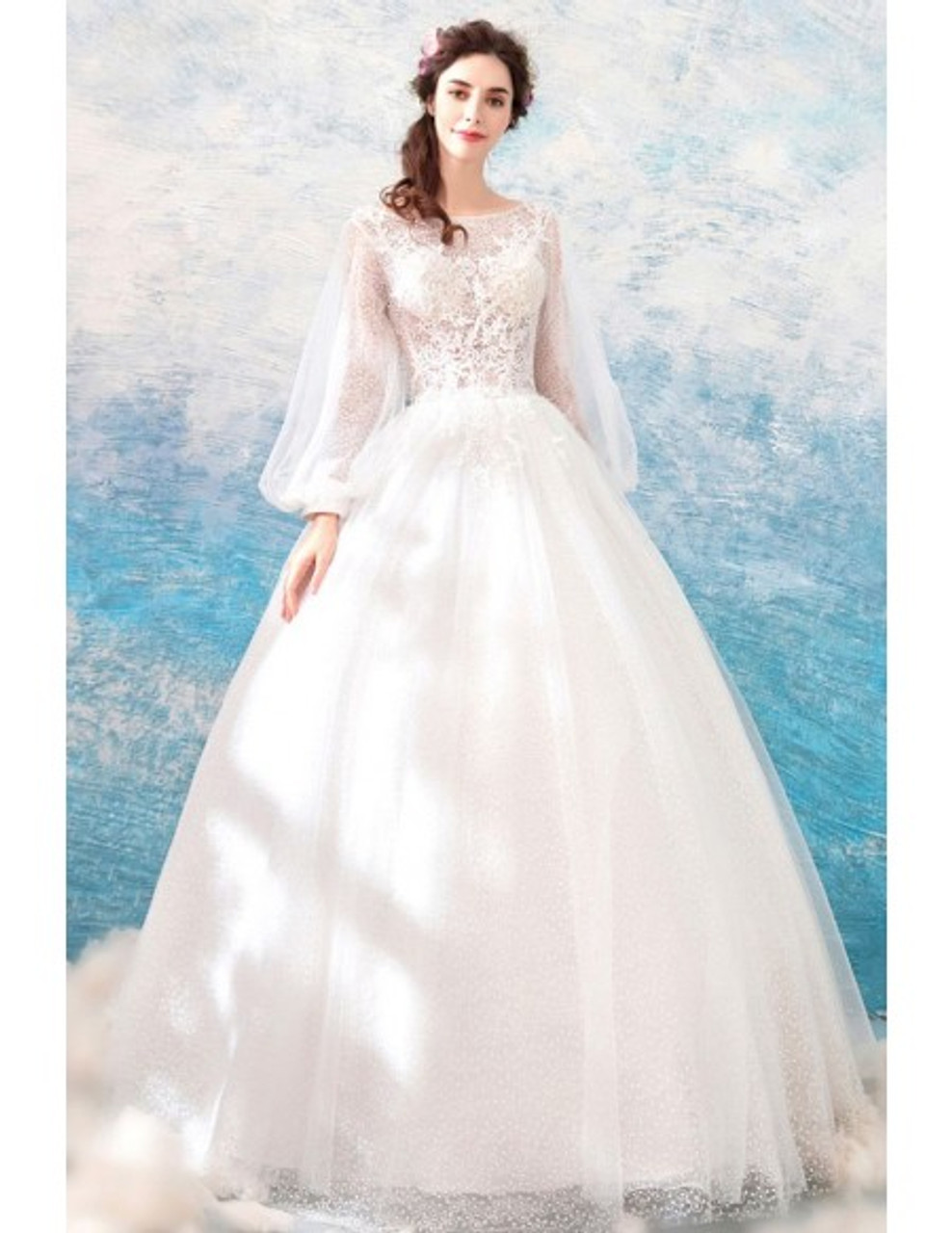 pix Corset Top Wedding Dress With Sleeves beautiful long sleeves corset top lace boho tulle wedding dress