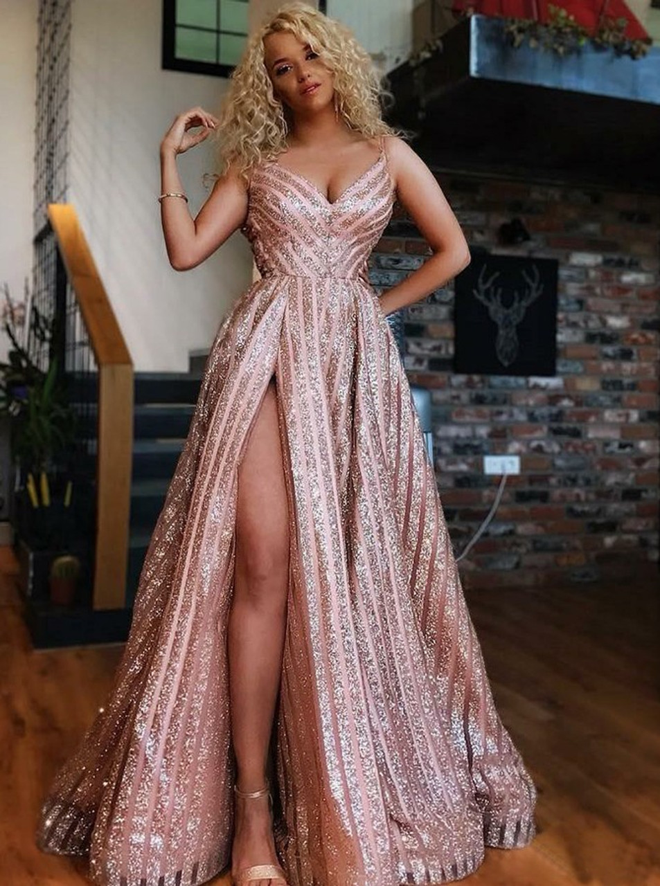 champagne rose gold dress