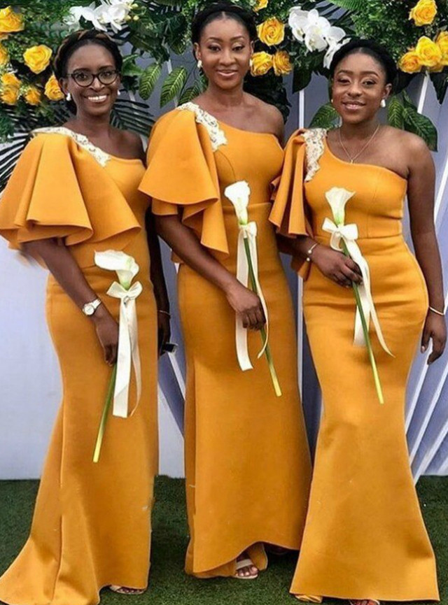 ruffled bridesmaid dress Charming One Shoulder Ruffles Sleeveless Long Chiffon Bridesmaid Dresses main image 0