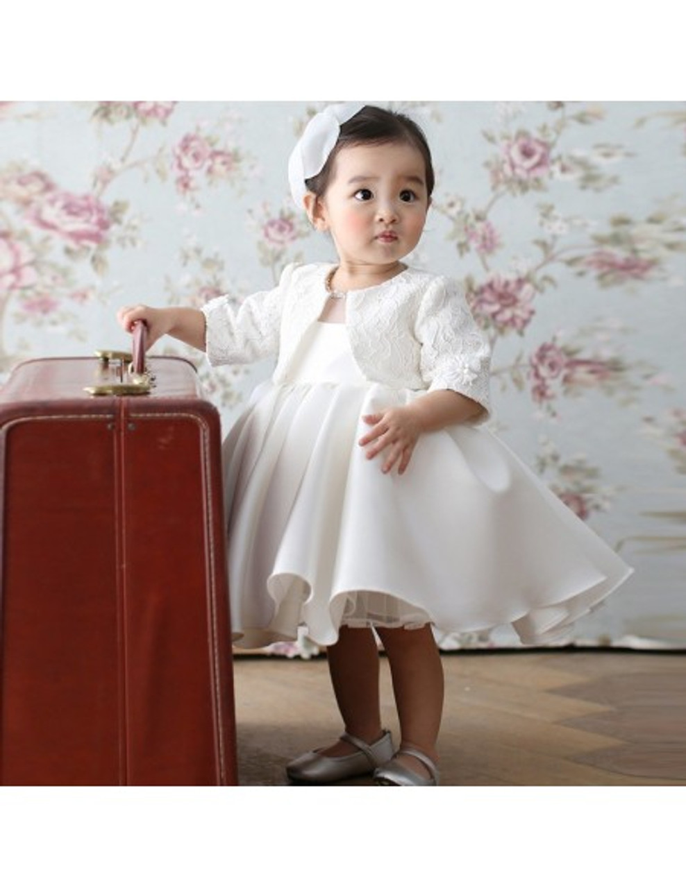 Baby Toddler White Princess Flower Girl Dress