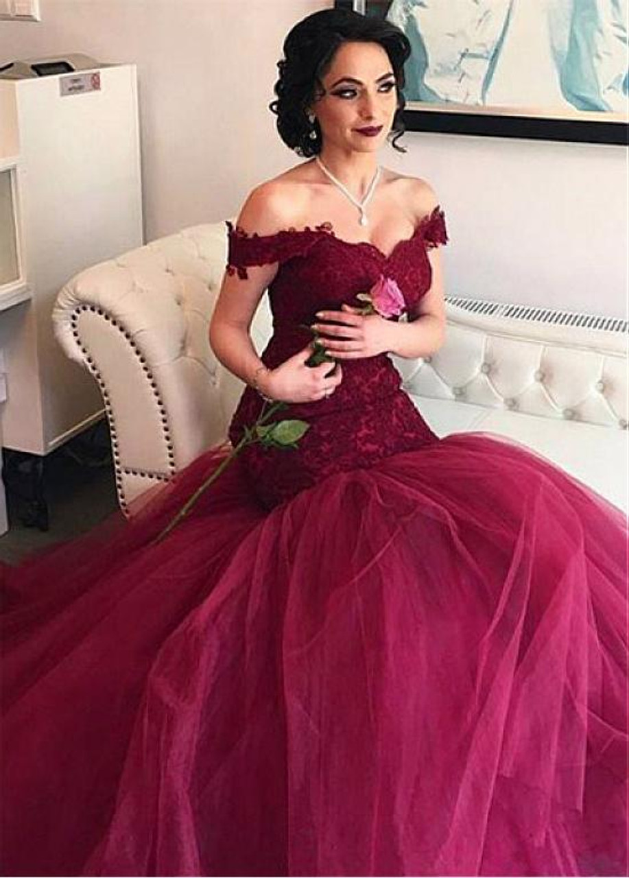 maroon wedding dress