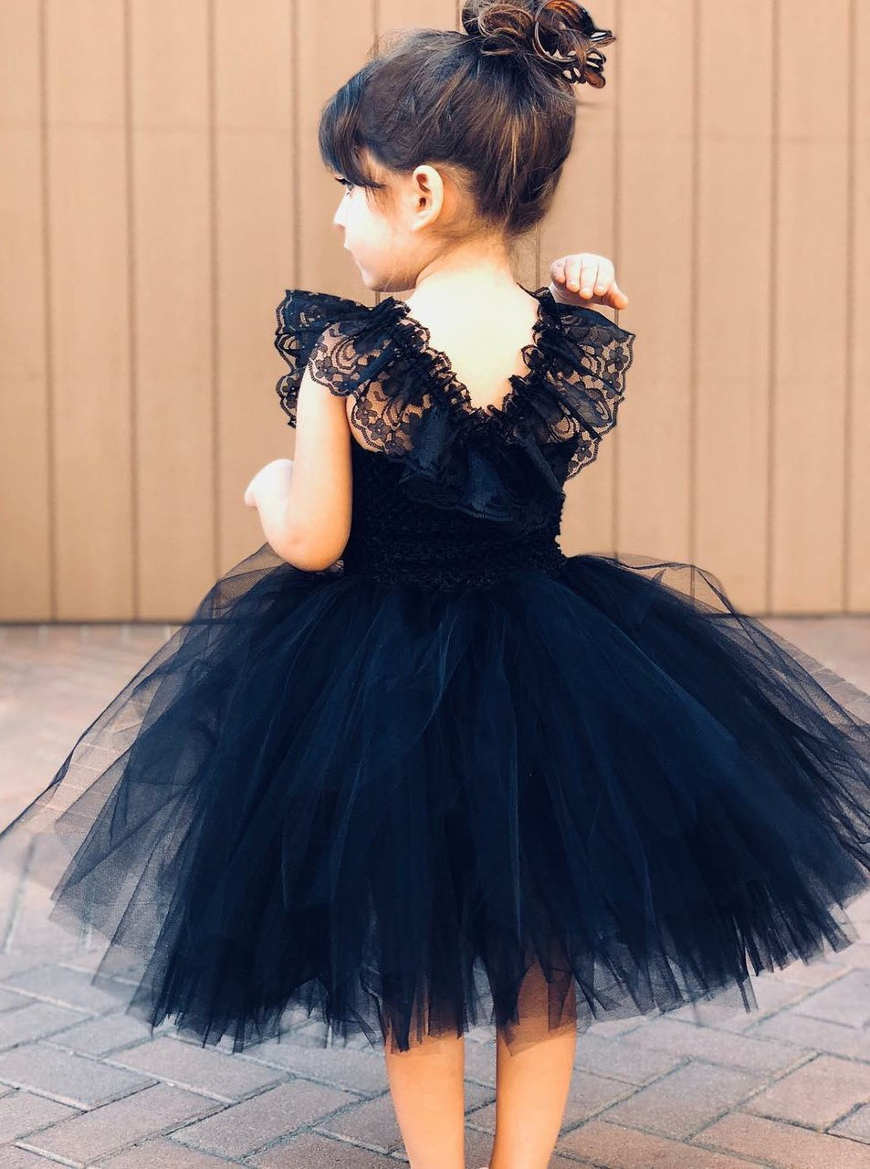 navy blue gown for flower girl