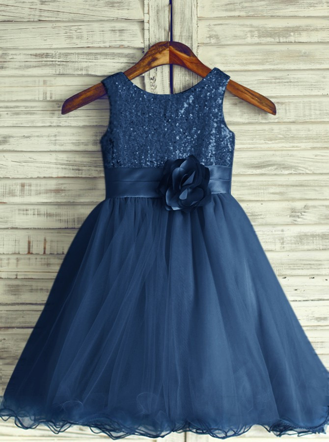 navy blue tulle flower girl dresses