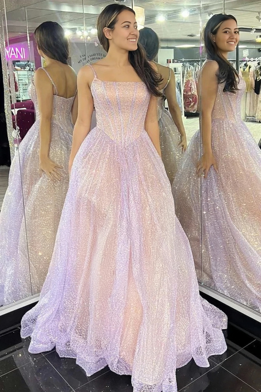 chinese dress ladies Black Prom Dress 2023 A-line V Neck Lace up Sequin with Pleats Sparkle&Shine