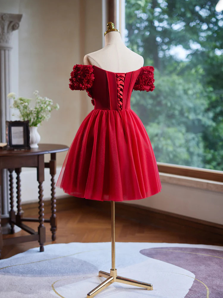 red homecoming dresses 2024 Spaghetti Straps Appliques Red Homecoming Dress 2024 Short Graduation Dress US4 / Custom Color