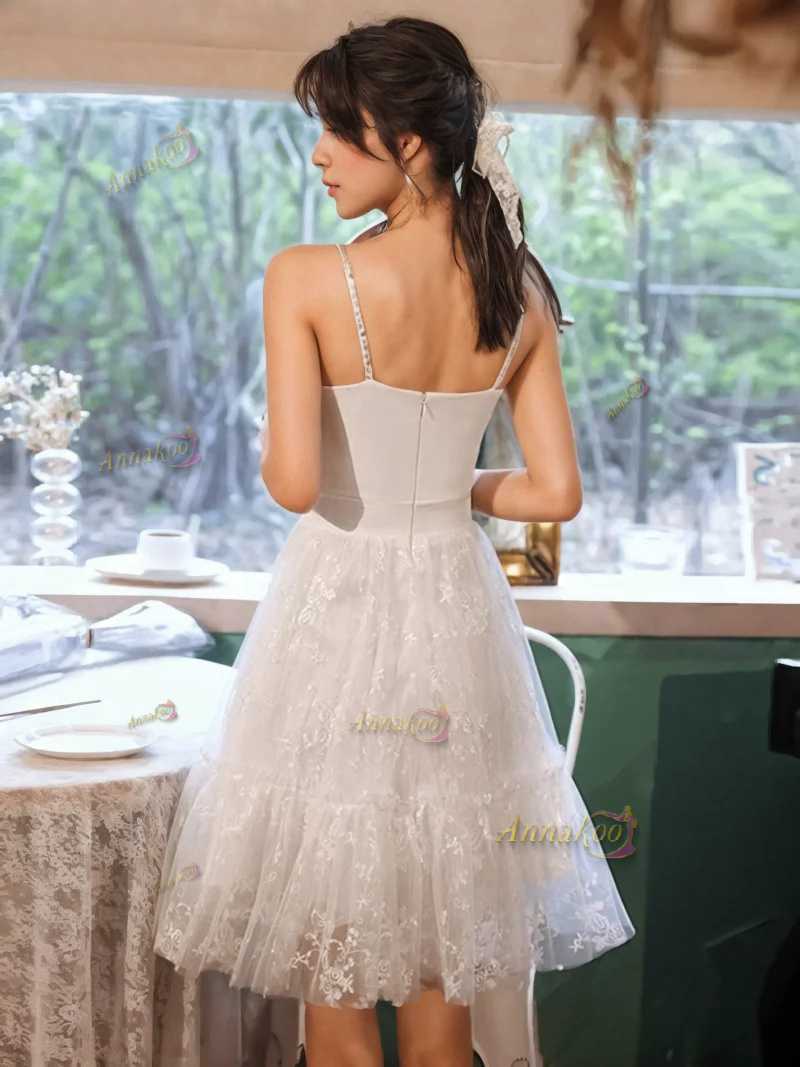 Shop 2024 ANNAKOO White Lace Flower Tulle Short Mini Homecoming Dress Under  98