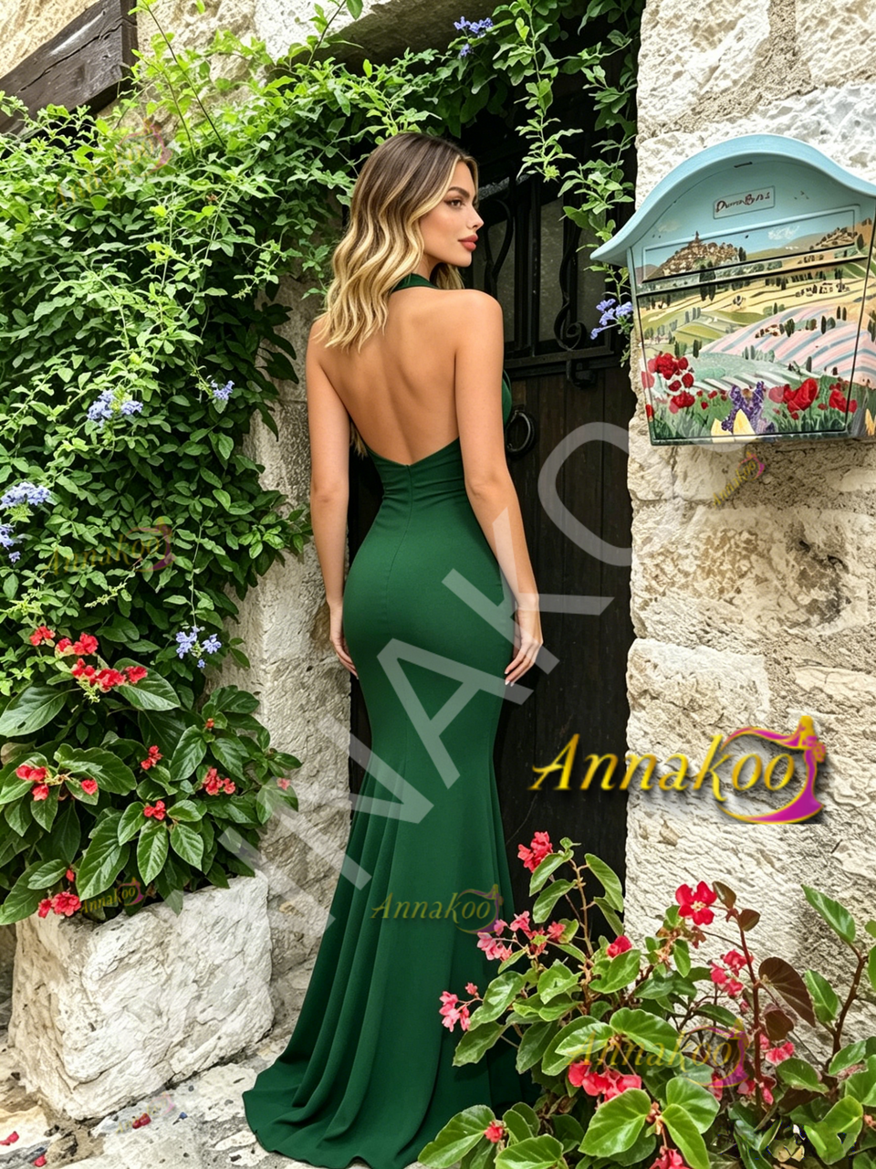 Shop 2026 ANNAKOO Hunter Green Spandex Keyhole Halter Trumpet Mermaid Prom  Dress Under 149