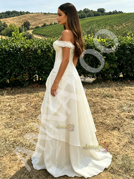 Shop 2026 ANNAKOO Off The Shoulder Ivory Organza Ruffles Prom Dress Under 189