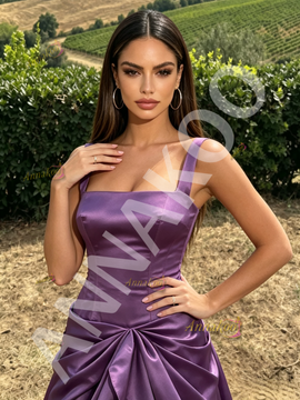 Shop 2026 ANNAKOO Purple Organza Straps Ruffles A Line Prom Dress Under 179