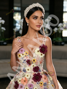 Shop 2026 ANNAKOO Colorful Floral Lace Detachable Train Trumpet Mermaid Prom Dress Under 358