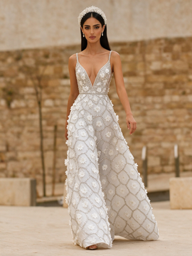 Shop 2026 ANNAKOO V Neck Tulle A Line Flower Beading Sequin White Prom Dress Under 298