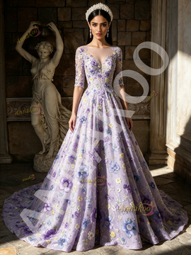 Shop 2026 ANNAKOO Purple Half Sleeves Scoop Purple Beading A Line Flower Prom Dress Under 298