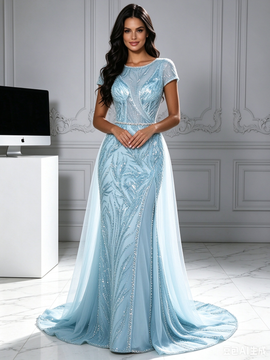 Elegant Light Blue Evening Gown for Formal Events