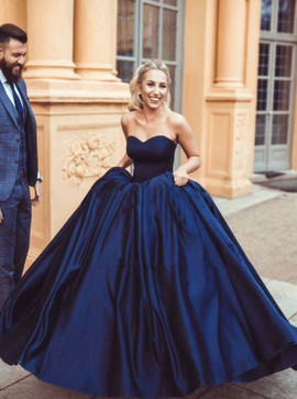 Ball Gown Sweetheart Long Cheap Burgundy Satin Prom Dress