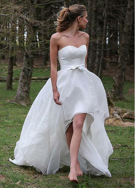 Organza Sweetheart A-line Hi-lo Wedding Dress With Bowknot