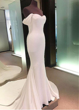 Sexy  Four Way Spandex Off-the-shoulder Long Mermaid Wedding Dress