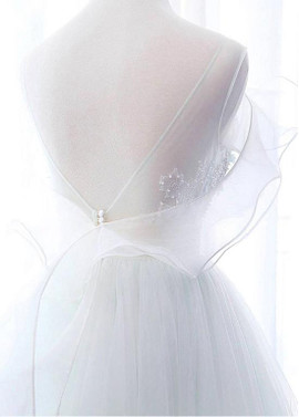  Organza Scoop Blue A-line 3 D Flowers Wedding Dress 