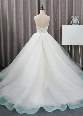 High Low Tulle & Organza Sweetheart 3D Flowers Ball Gown Wedding Dress