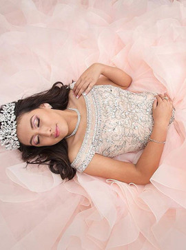 Pink Tulle Ball Gown Off-the-Shoulder Quinceanera Dress with Beading
