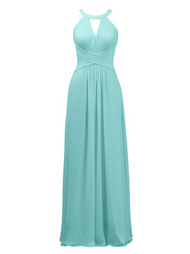 Keyhole Long Mint Wedding Maxi Bridesmaid Dress