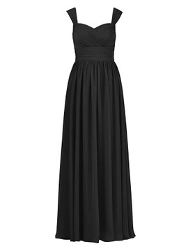 Long Green A-Line Chiffon Maxi Dress Bridesmaid Dress 