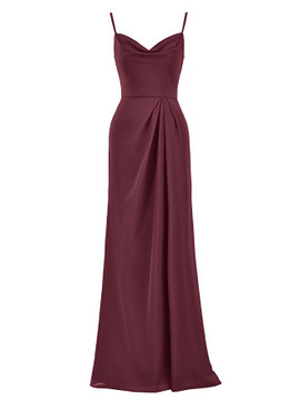 Long Chiffon Pink Spaghetti Party Evening Bridesmaid Dress
