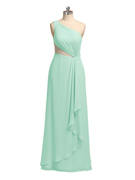 Mint Asymmetric Long  Maxi Chiffon Bridal Party Bridesmaid Dress