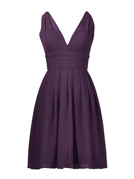 Grape Chiffon Short A-Line Sleeveless Bridesmaid Dresses