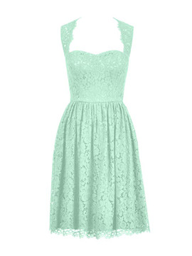 Black  Open Back Sleeveless Short Lace Bridesmaid Dress