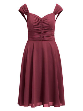 Burgundy Chiffon Short Formal  Party Bridesmaid Dresses 