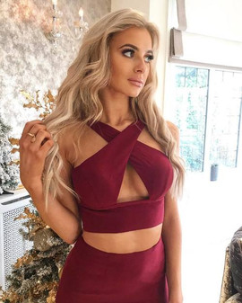 Burgundy Mermaid with Side Slit Two Piece Prom Dress