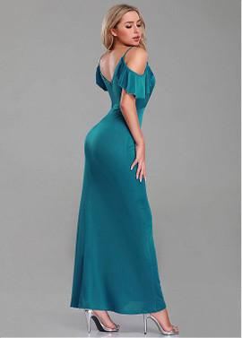 Blue Spaghetti Straps Chiffon Sheath/Column Evening Dresses