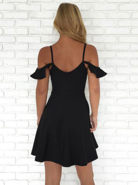 Short Black A-Line Cold Shoulder Homecoming Dress