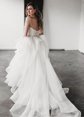Cheap 2019 Sweetheart Lace Appliques Tulle & Organza A-line Wedding Dress