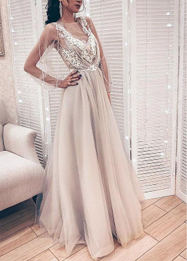 Cheap Shop Tulle Jewel  A-line Wedding Dresses With Lace Appliques & Detachable Jacket