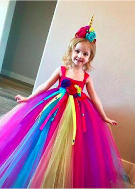 Shop Cheap Colorful Cute A-line Flower Girl Dresses With Lace Appliques