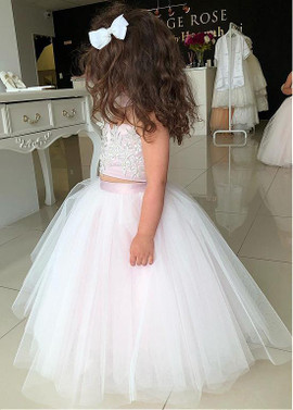 Shop Cheap Tulle Sweetheart Two Piece Floor-length Ball Gown Flower Girl Dress under 80