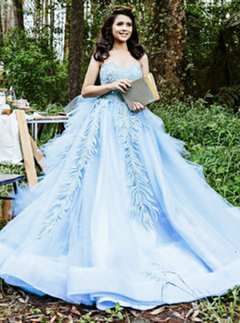 Shop Cheap Blue Satin Ball Gown Sweetheart Quinceanera Dress with Appliques Beading