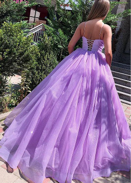 Shop Cheap Lavender Floor-length Crimp Cloth Spaghetti Straps Ball Gown Quinceanera Dresses
