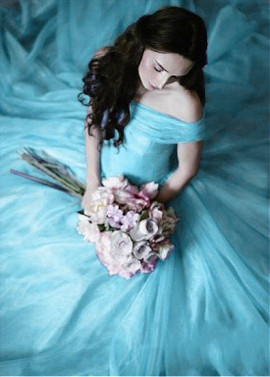 Shop Cheap Tulle & Organza Off-the-shoulder Blue Ball Gown Prom Dress